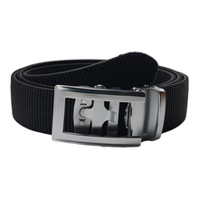 Load image into Gallery viewer, Silver Trad Black Nylon Belt