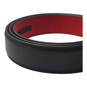 Gunmetal Trad Black Leather Belt