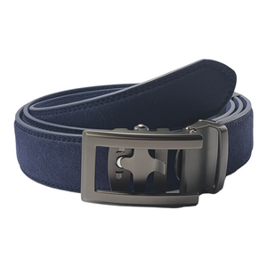 Gunmetal Trad Midnight Blue Suede Belt