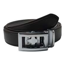 Load image into Gallery viewer, Silver Trad Chocolate Brown Leather Belt