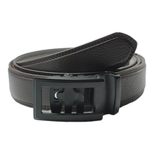 Load image into Gallery viewer, Black Trad Chocolate Brown Leather Belt